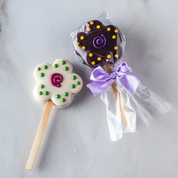 Paletas de alfajor flor