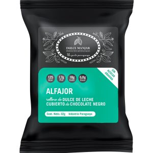 Alfajor Sin Azúcar - Cubierto de Chocolate Belga Negro y relleno de dulce de leche