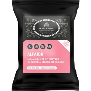 Alfajor Sin Azúcar - Cubierto de Chocolate Belga blanco y relleno de dulce de guayaba
